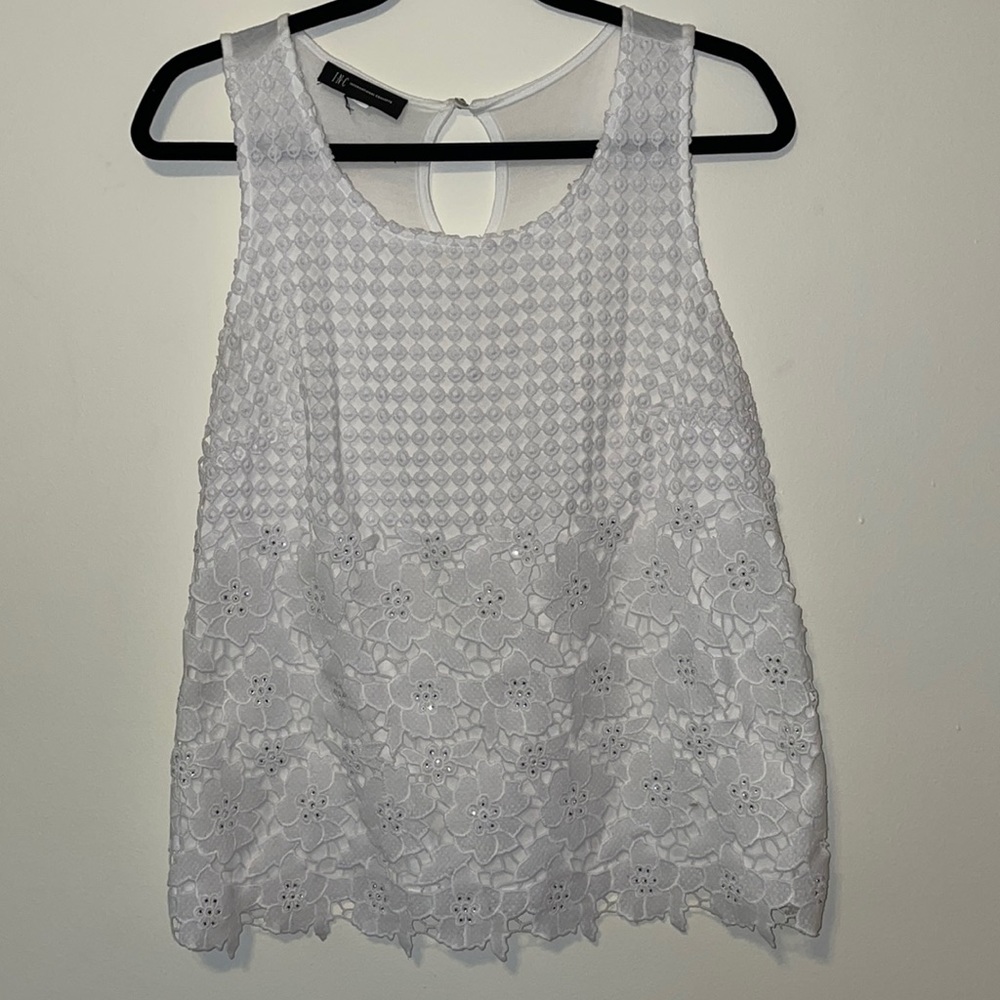 International Concepts white embroidered blouse size medium